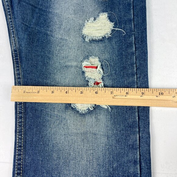 Jordan Craig Artisan Jean Men 33x32 Distressed USA Theme Blue Faded Cotton Denim - Picture 13 of 16